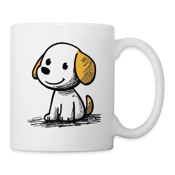 Cute cheerful cartoon puppy - Mug - white - Right