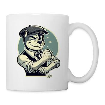 Retro Dapper Cartoon Hund im Stil der 1920er - Tasse - Weiß - Rechts