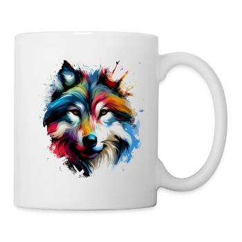 Oeuvre de loup coloré - Mug blanc - blanc - Droite