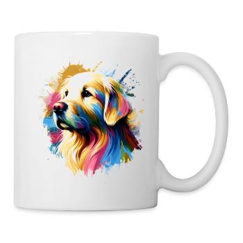 Bunter Hund Kunstwerk Hunde - Tasse - Weiß - Rechts