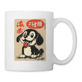 Cute Happy Dog in Edo Japan Style - Mug - white - Right