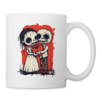 Skeleton couple with love and heart - Mug - white - Right