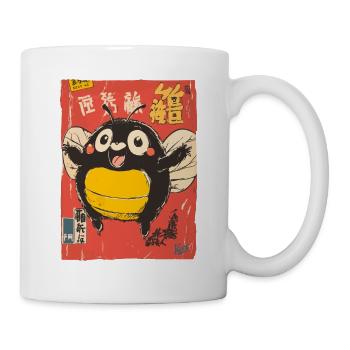 Cheerful Insect, Cuddly Fat Black Bee - Mug - white - Right