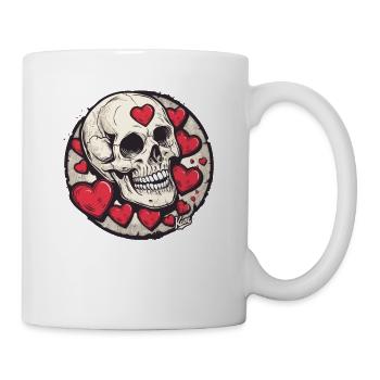 Hearts and in love cheerful skull skull - Mug - white - Right