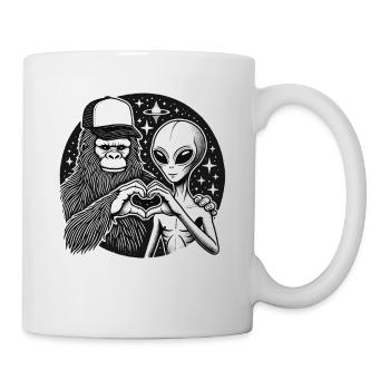 Bigfoot, Extraterrestrial, Heart Hand, Love - Mug - white - Right