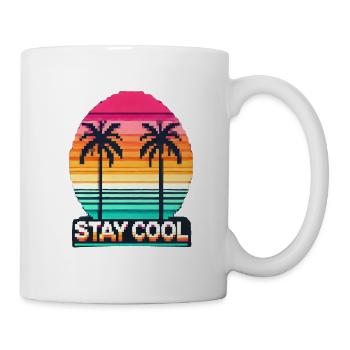 Stay Cool – Retro Pixel-Art Sunset Design - Mug - white - Right