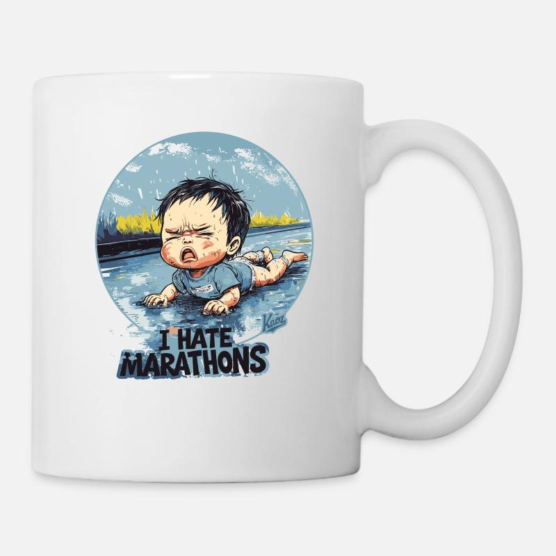 Bébé qui pleure « Je déteste les marathons » - Mug blanc - blanc