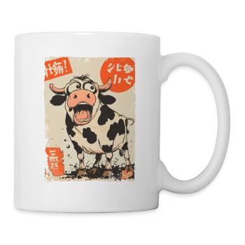 Japanese cartoon cow with whimsy - Mug - white - Right