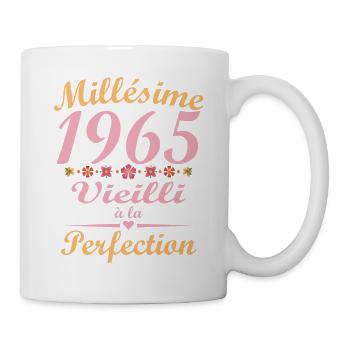 Jahrgang 1965, Jahrgang 1965 Geburtstagsgeschenk - Tasse - Weiß - Rechts
