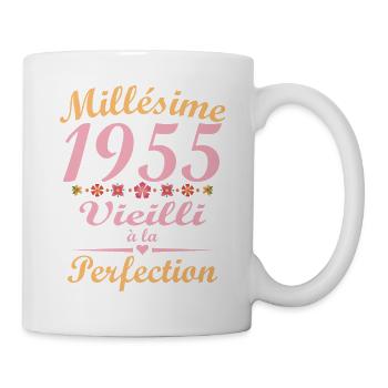 Jahrgang 1955, Jahrgang 1955 Geburtstagsgeschenk - Tasse - Weiß - Rechts