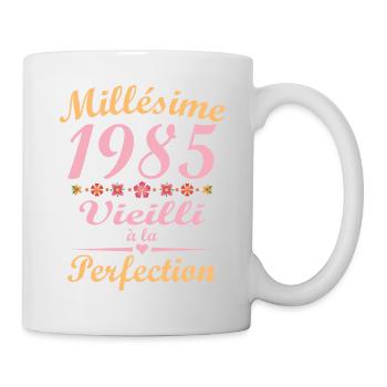 Jahrgang 1985, Jahrgang 1985 Geburtstagsgeschenk - Tasse - Weiß - Rechts