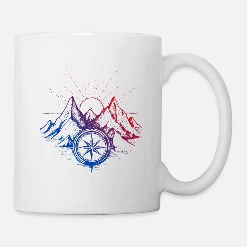 Berge Kompass - Tasse - Weiß