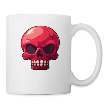 Sarcastic Red Cartoon Skull - Mug - white - Right