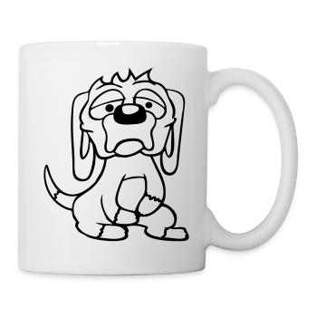 Dog looks unhappy sad shy fear - Mug - white - Right
