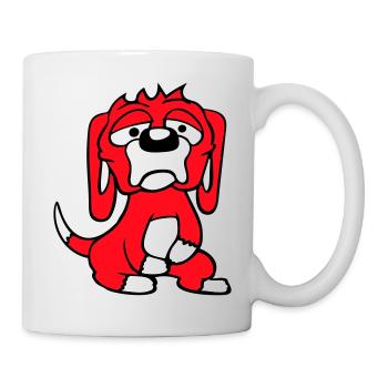 Dog looks unhappy sad shy fear - Mug - white - Right