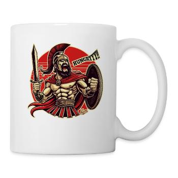 Leo der Nidas der wütende Spartaner hat Hunger - Tasse - Weiß - Rechts