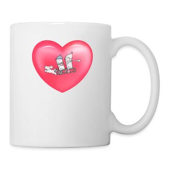 Niedlicher Winter Schlittenfahren Herz Ballon Cute - Tasse - Weiß - Rechts