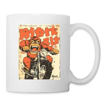 Verrückter Orang-Utan – Motorrad-Biker - Tasse - Weiß - Rechts