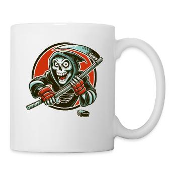 Sensemann beim Eishockey mit Puck - Tasse - Weiß - Rechts