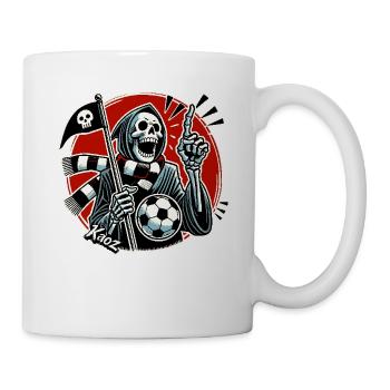 Sensenmann ist ein Fußballfan beim Fußball - Tasse - Weiß - Rechts