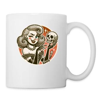 Femme avec crâne crâne - Mug blanc - blanc - Droite