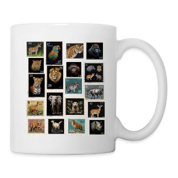Briefmarken Tiere der Welt - Tasse - Weiß - Rechts