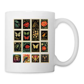 Decorative Fancy Postage Stamps - Mug - white - Right