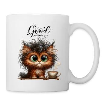 Cat Coffee Kitten Office Good Morning Colleague - Mug - white - Right