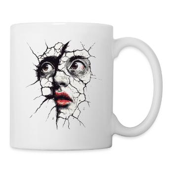 Zerbrochenes Gesicht Kunstvolles Porträt - Tasse - Weiß - Rechts