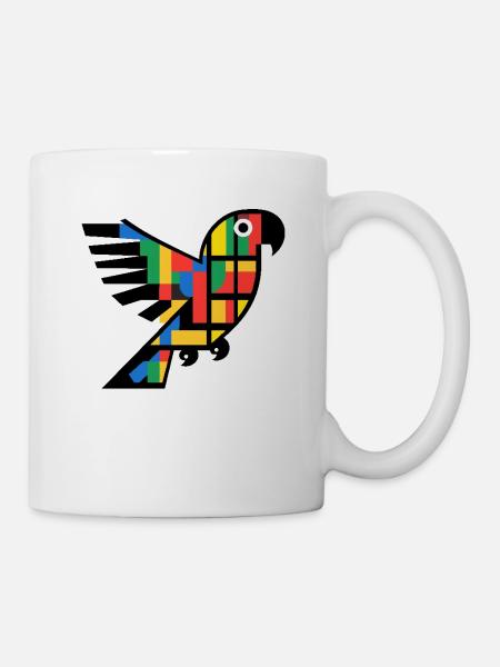 Abstrakter Kubismus Papagei - Tasse - Weiß