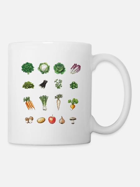 Januar Saisonales Gemüse und Obst Collage - Tasse - Weiß