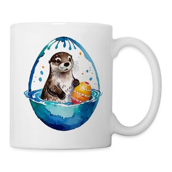 Otter Ostern Wasserfarben - Tasse - Weiß - Rechts