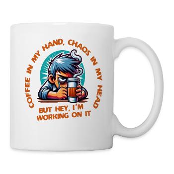 Kaffeeliebhaber mit Morgenmuffel lustigem Spruch - Tasse - Weiß - Rechts