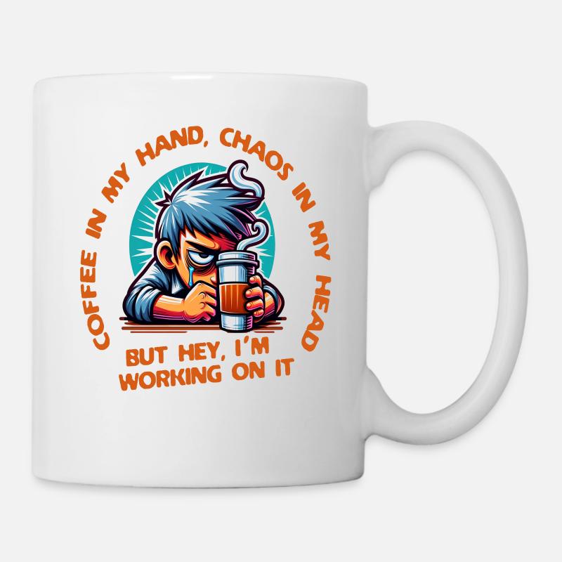 Coffee lover with morning grouch funny saying - Mug - white