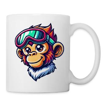 Affe Skibrille Comic - Tasse - Weiß - Rechts