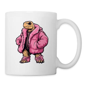 Tortue de mode avec veste rose - Mug blanc - blanc - Droite