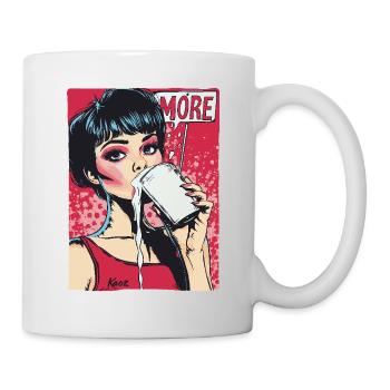 Eine Frau trinkt mehr Milch - Tasse - Weiß - Rechts