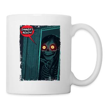 Skelett-Horror-Mama ruft: Essen ist fertig! - Tasse - Weiß - Rechts