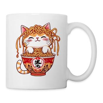 Cat, Ramen, Japanese Noodles, Funny Kitten - Mug - white - Right