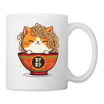 Cat, Ramen, Japanese Noodles, Funny Kitten - Mug - white - Right