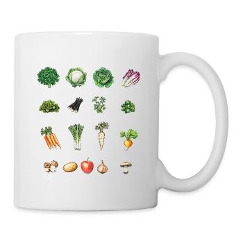Januar Collage aus saisonalem Obst und Gemüse - Tasse - Weiß - Rechts