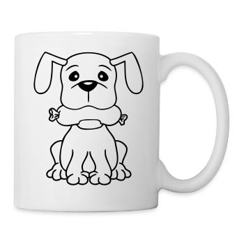 Chien Saucisse Bouche Faim Nourriture Mange Saucisses Sucré - Mug blanc - blanc - Droite