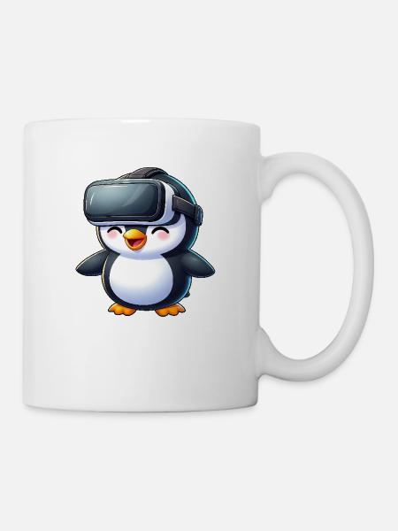Pinguin VR Gamer Zukunft Science Fiction - Tasse - Weiß