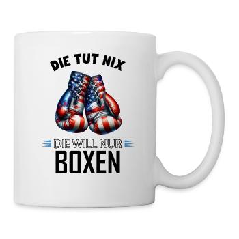Die tut nix der will nur Boxen lustiges Geschenk - Tasse - Weiß - Rechts