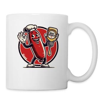 Délicieux chef heureux : bratwurst en sauce - Mug blanc - blanc - Droite