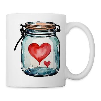 Pot plein d'aquarelles de coeurs d'amour - Mug blanc - blanc - Droite