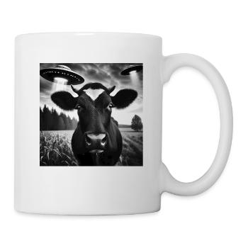 vache bovinsse génisse drôle graphique selfie avec OVNI nous - Mug blanc - blanc - Droite