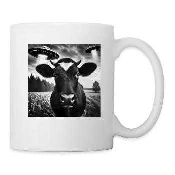 vache bovinsse génisse drôle graphique selfie avec OVNI nous - Mug blanc - blanc - Droite