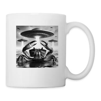 Crab Marine Funny Graphic Selfie with UFOs Weird A - Mug - white - Right