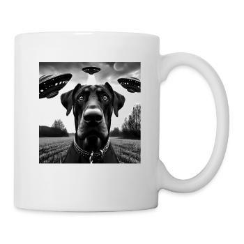 Doberman Pinscher2 Funny Graphic Selfie with UFO W - Tasse - Weiß - Rechts